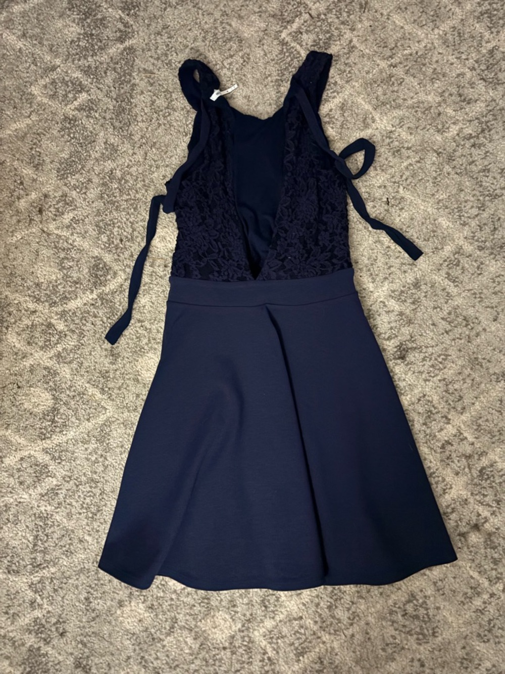 Kimchi Blue Navy Lace Plunge Dress with Tie Straps